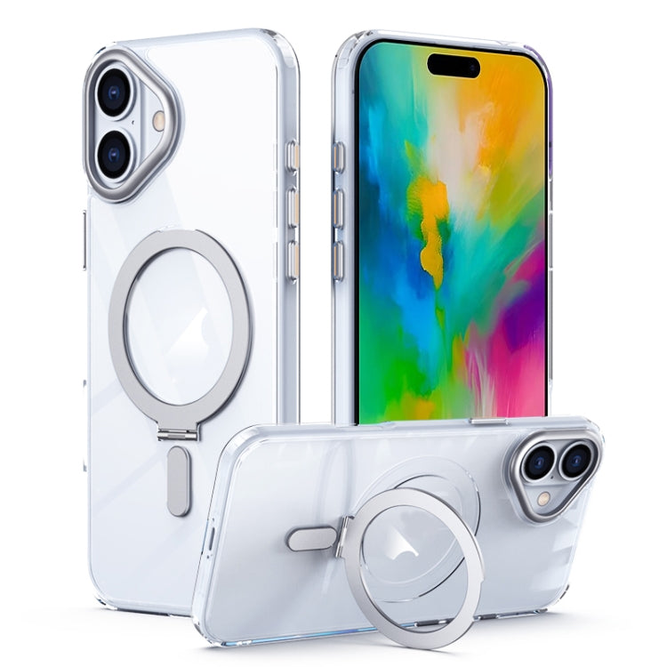 For iPhone 16 MagSafe Airbag Shockproof Frosted Phone Case with Fold Holder