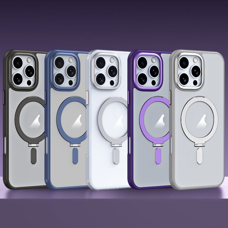 For iPhone 16 MagSafe Airbag Shockproof Frosted Phone Case with Fold Holder