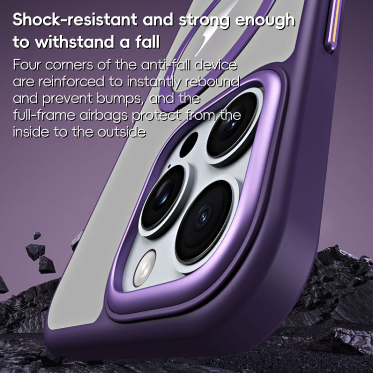 For iPhone 16 MagSafe Airbag Shockproof Frosted Phone Case with Fold Holder