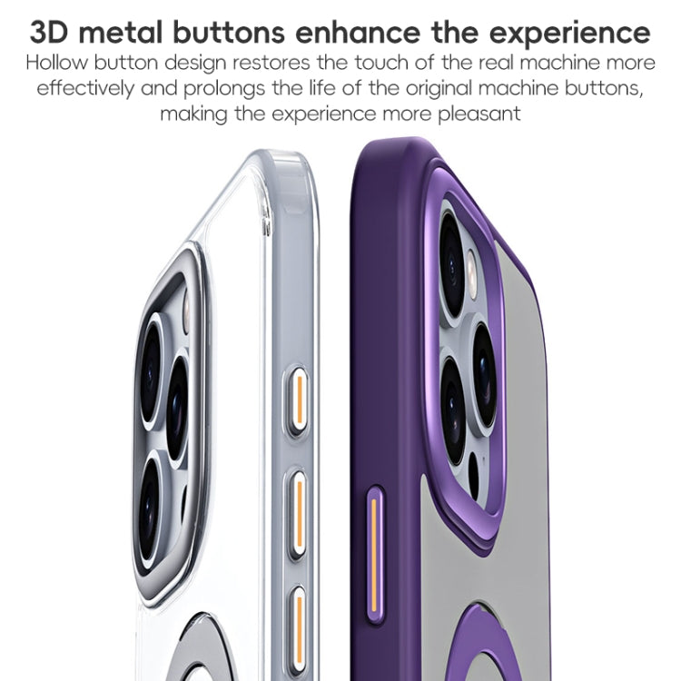 For iPhone 16 Pro Max MagSafe Airbag Shockproof Frosted Phone Case with Fold Holder