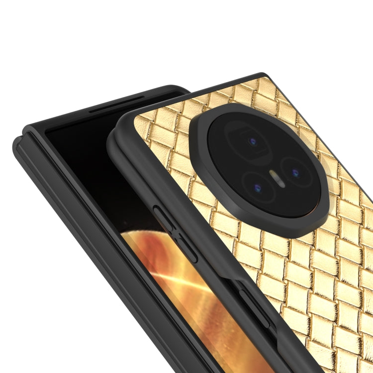 For Honor Magic V3 Black Frame Woven Texture PU Phone Case