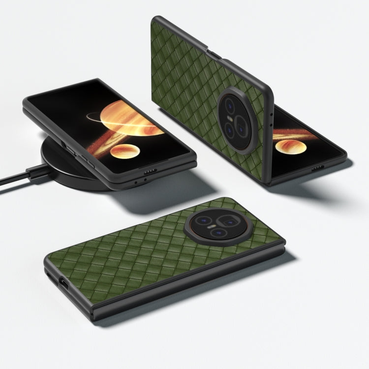 For Honor Magic V3 Black Frame Woven Texture PU Phone Case