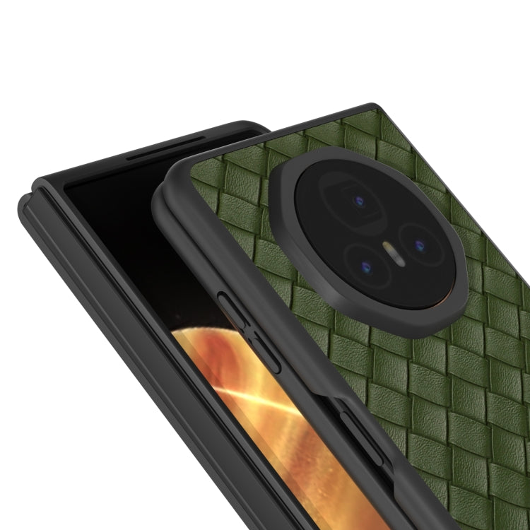 For Honor Magic V3 Black Frame Woven Texture PU Phone Case