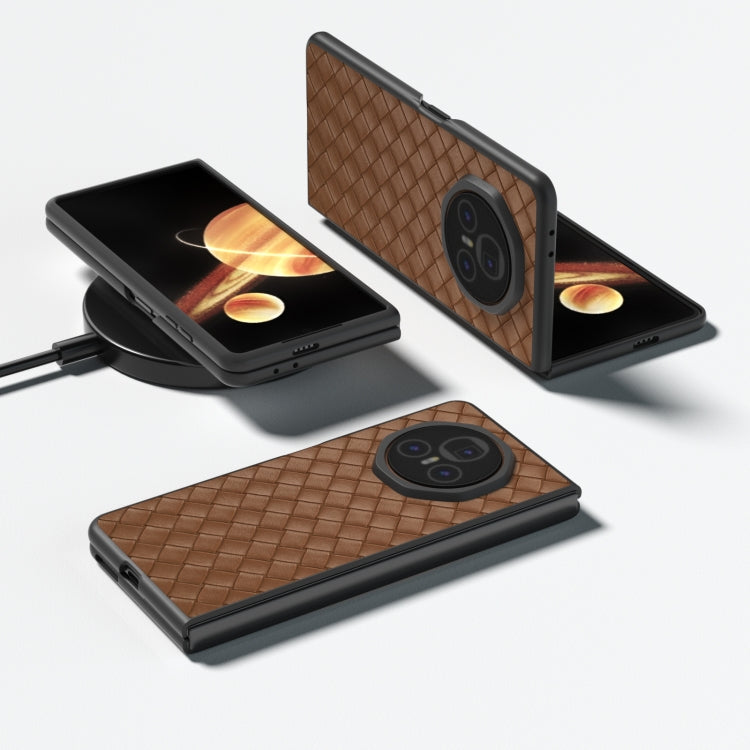 For Honor Magic V3 Black Frame Woven Texture PU Phone Case