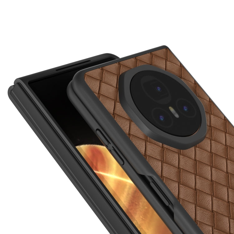 For Honor Magic V3 Black Frame Woven Texture PU Phone Case