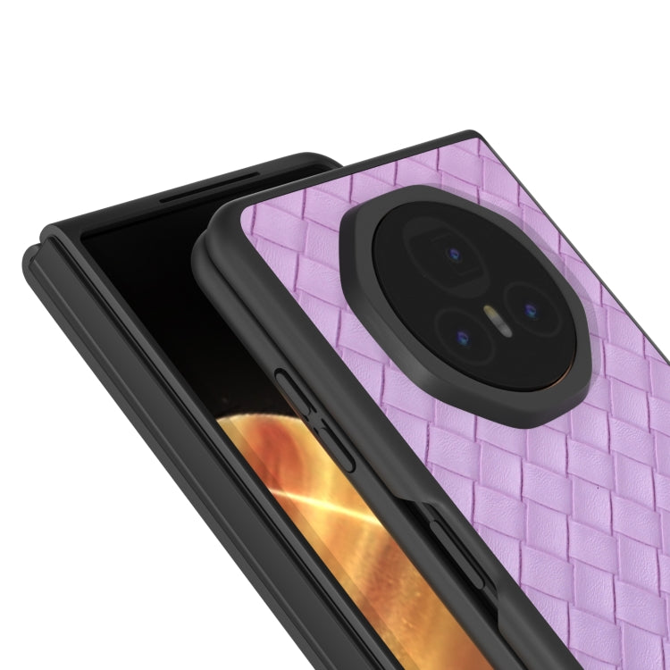 For Honor Magic V3 Black Frame Woven Texture PU Phone Case