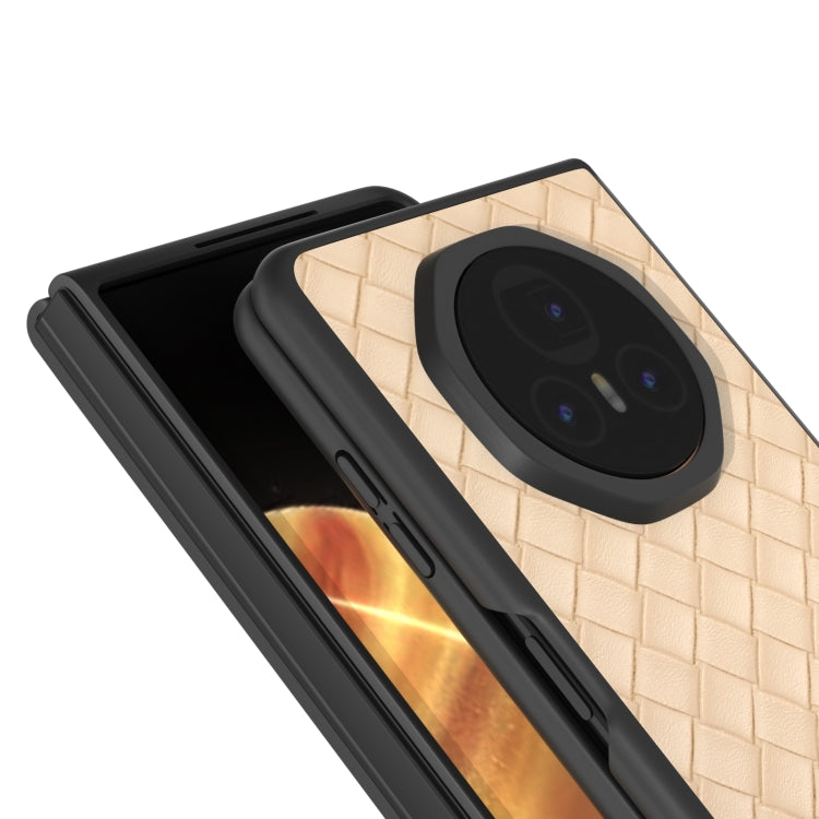 For Honor Magic V3 Black Frame Woven Texture PU Phone Case