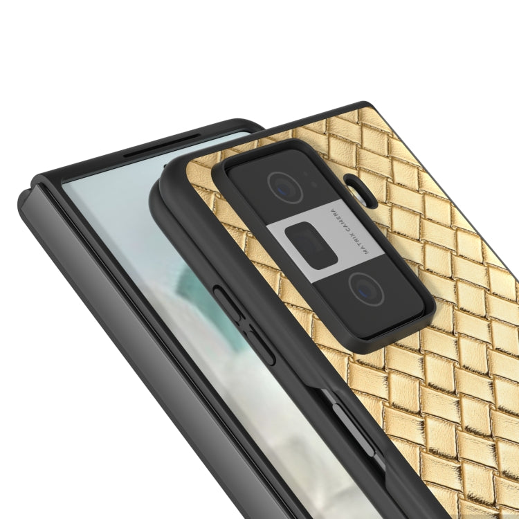 For Honor Magic Vs3 Black Frame Woven Texture PU Phone Case