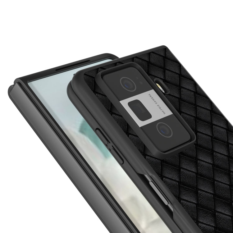 For Honor Magic Vs3 Black Frame Woven Texture PU Phone Case