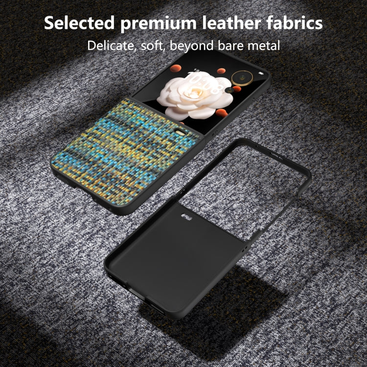 For Honor Magic V Flip Black Frame Color Lattice Texture PU Phone Case