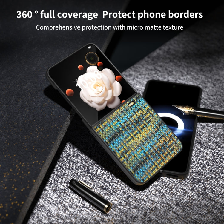 For Honor Magic V Flip Black Frame Color Lattice Texture PU Phone Case