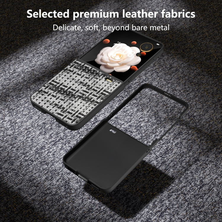 For Honor Magic V Flip Black Frame Color Lattice Texture PU Phone Case