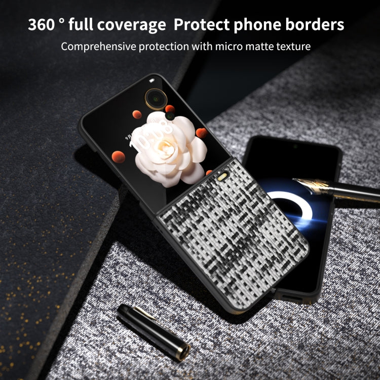 For Honor Magic V Flip Black Frame Color Lattice Texture PU Phone Case