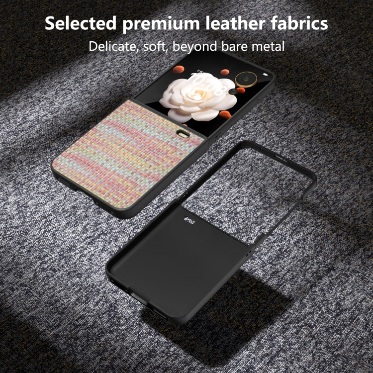 For Honor Magic V Flip Black Frame Color Lattice Texture PU Phone Case
