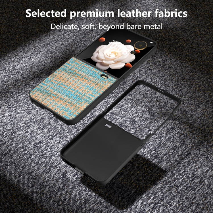 For Honor Magic V Flip Black Frame Color Lattice Texture PU Phone Case