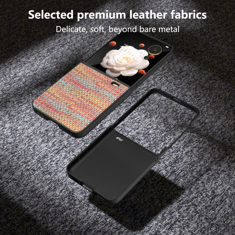 For Honor Magic V Flip Black Frame Color Lattice Texture PU Phone Case