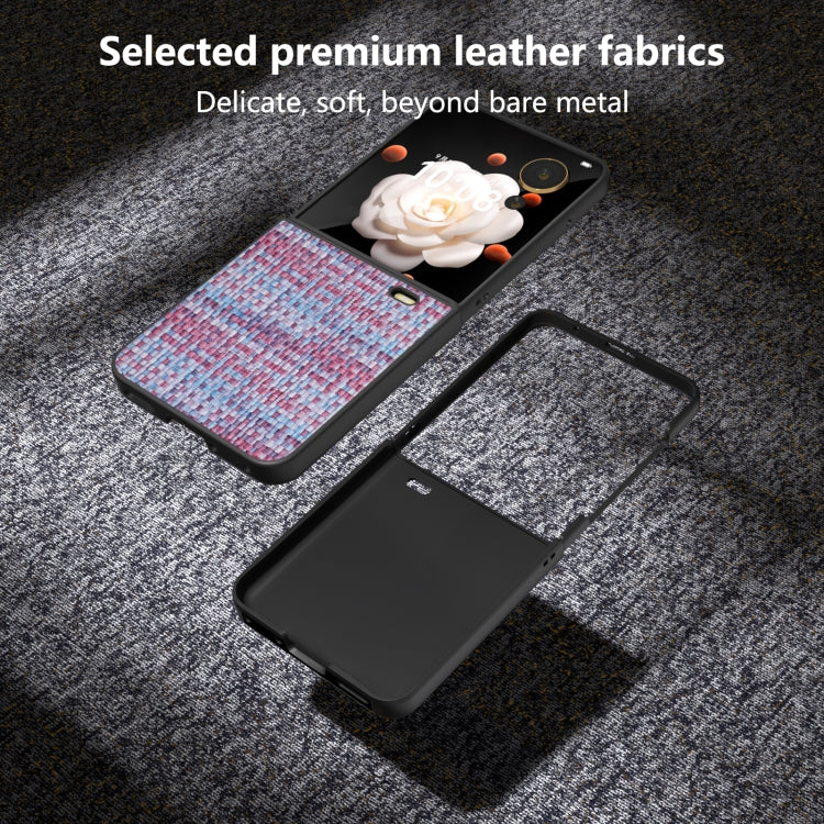 For Honor Magic V Flip Black Frame Color Lattice Texture PU Phone Case