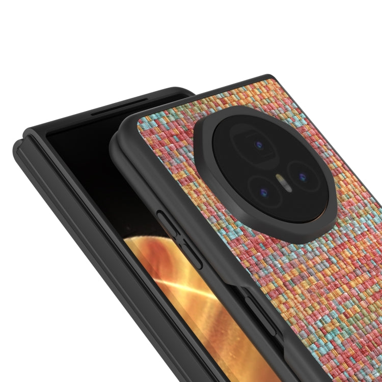 For Honor Magic V3 Black Frame Color Lattice Texture PU Phone Case