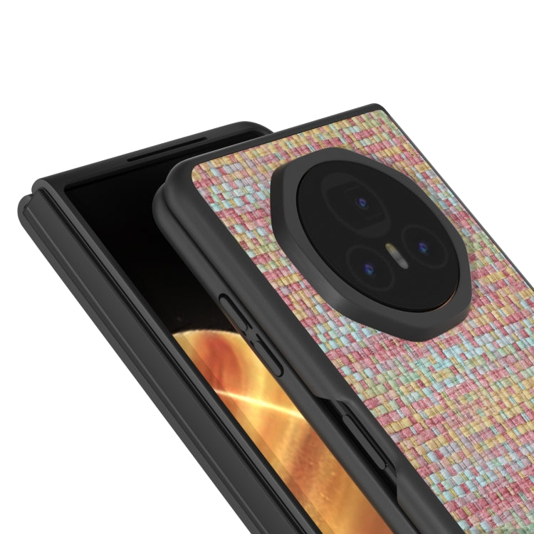 For Honor Magic V3 Black Frame Color Lattice Texture PU Phone Case