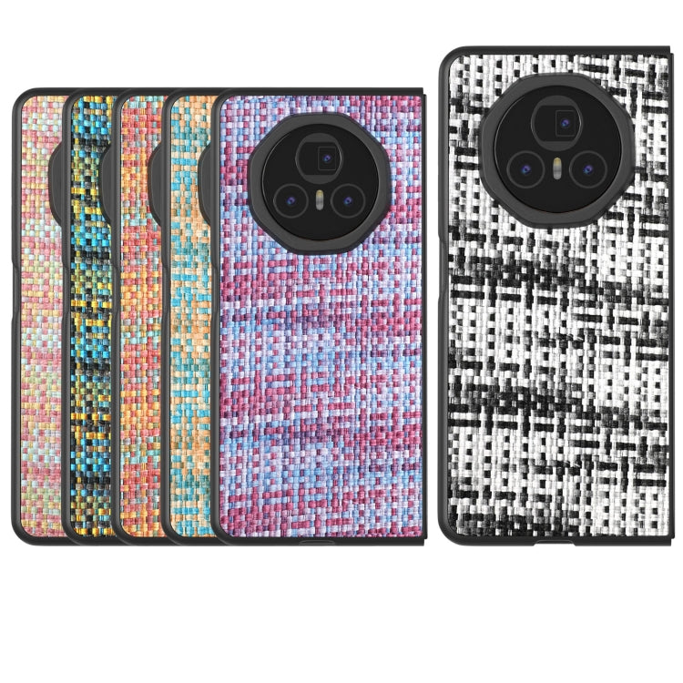 For Honor Magic V3 Black Frame Color Lattice Texture PU Phone Case