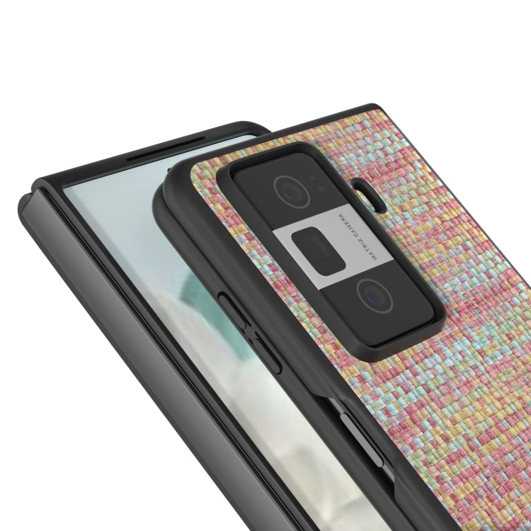 For Honor Magic Vs3 Black Frame Color Lattice Texture PU Phone Case