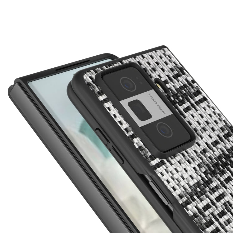 For Honor Magic Vs3 Black Frame Color Lattice Texture PU Phone Case
