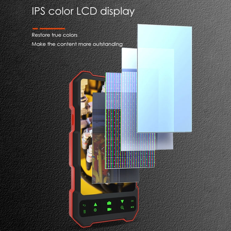 T21 4.5 inch IPS Color Screen 8mm Single Camera Split Hard Cable Industrial Endoscope, Length:5m - Black Red