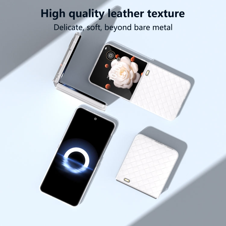 For Honor Magic V Flip Frosted Translucent Frame Woven Texture PU Phone Case