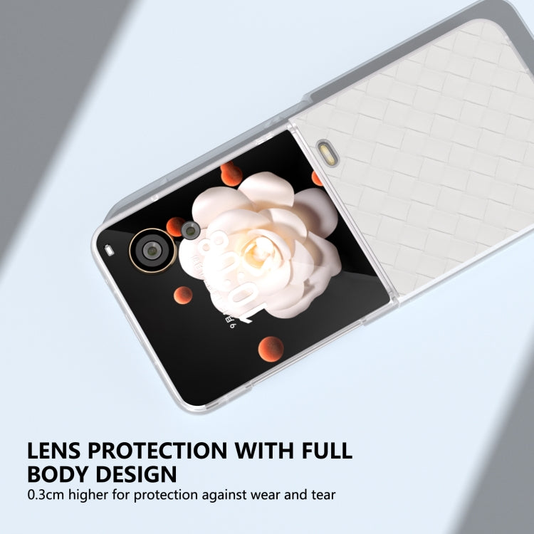For Honor Magic V Flip Frosted Translucent Frame Woven Texture PU Phone Case