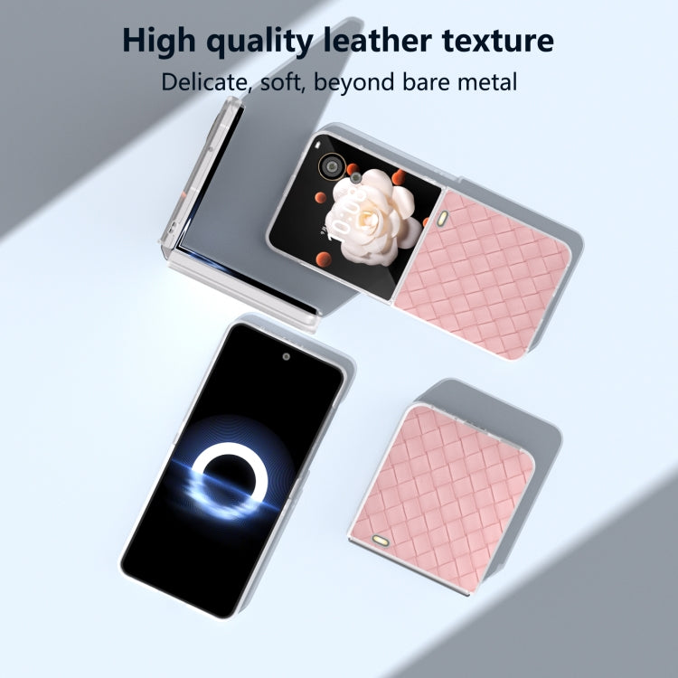 For Honor Magic V Flip Frosted Translucent Frame Woven Texture PU Phone Case