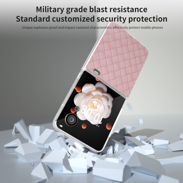 For Honor Magic V Flip Frosted Translucent Frame Woven Texture PU Phone Case