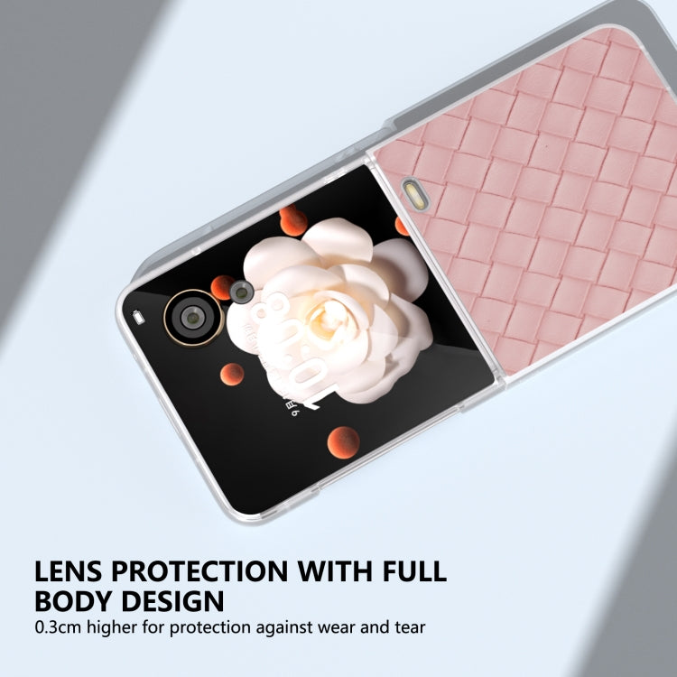 For Honor Magic V Flip Frosted Translucent Frame Woven Texture PU Phone Case