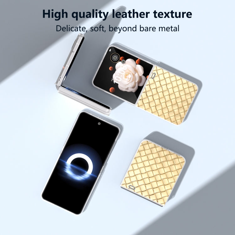 For Honor Magic V Flip Frosted Translucent Frame Woven Texture PU Phone Case