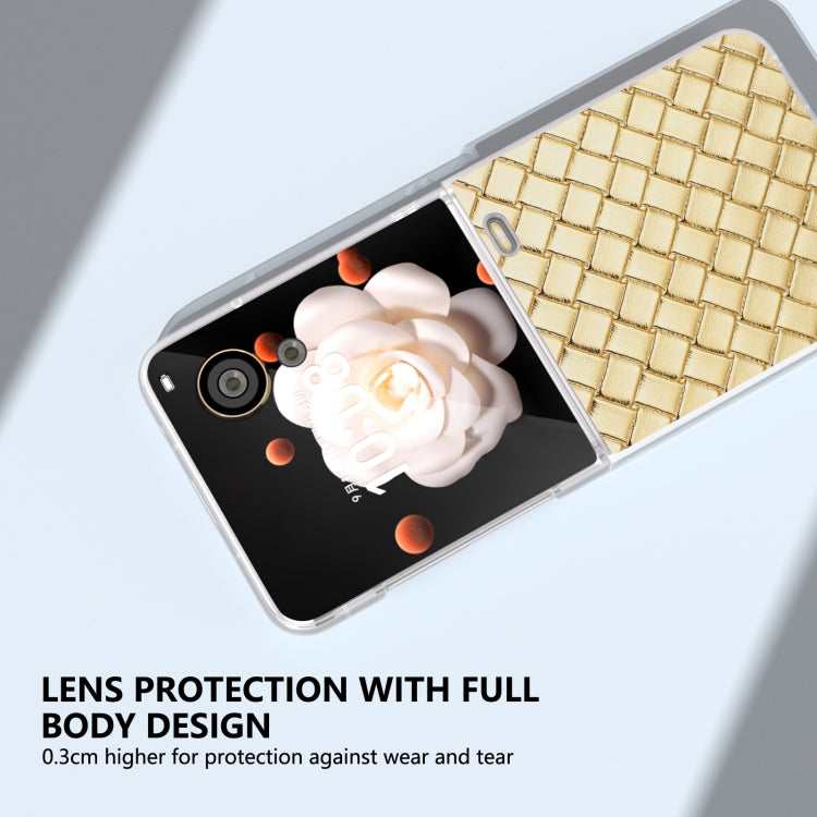 For Honor Magic V Flip Frosted Translucent Frame Woven Texture PU Phone Case