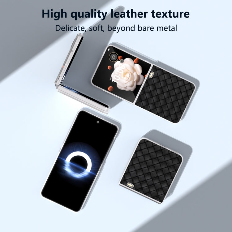 For Honor Magic V Flip Frosted Translucent Frame Woven Texture PU Phone Case