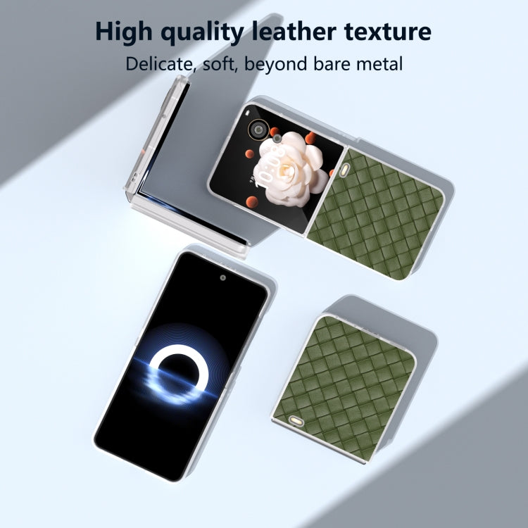For Honor Magic V Flip Frosted Translucent Frame Woven Texture PU Phone Case