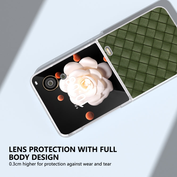 For Honor Magic V Flip Frosted Translucent Frame Woven Texture PU Phone Case
