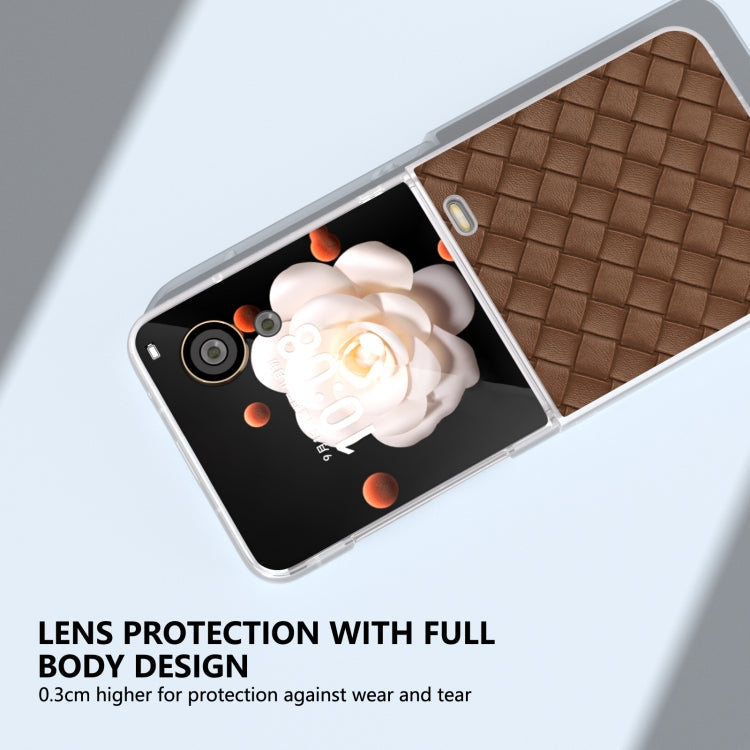 For Honor Magic V Flip Frosted Translucent Frame Woven Texture PU Phone Case