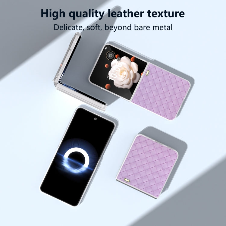 For Honor Magic V Flip Frosted Translucent Frame Woven Texture PU Phone Case