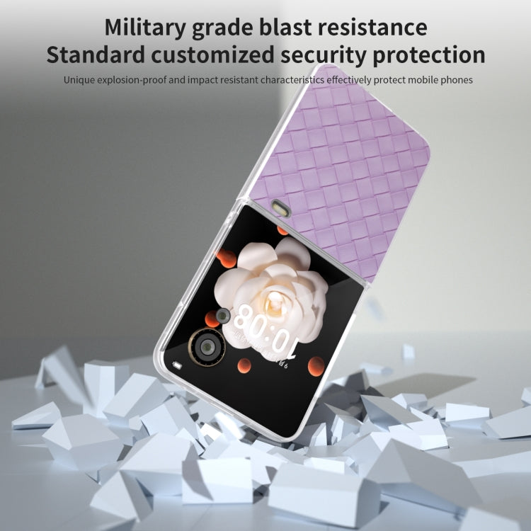 For Honor Magic V Flip Frosted Translucent Frame Woven Texture PU Phone Case