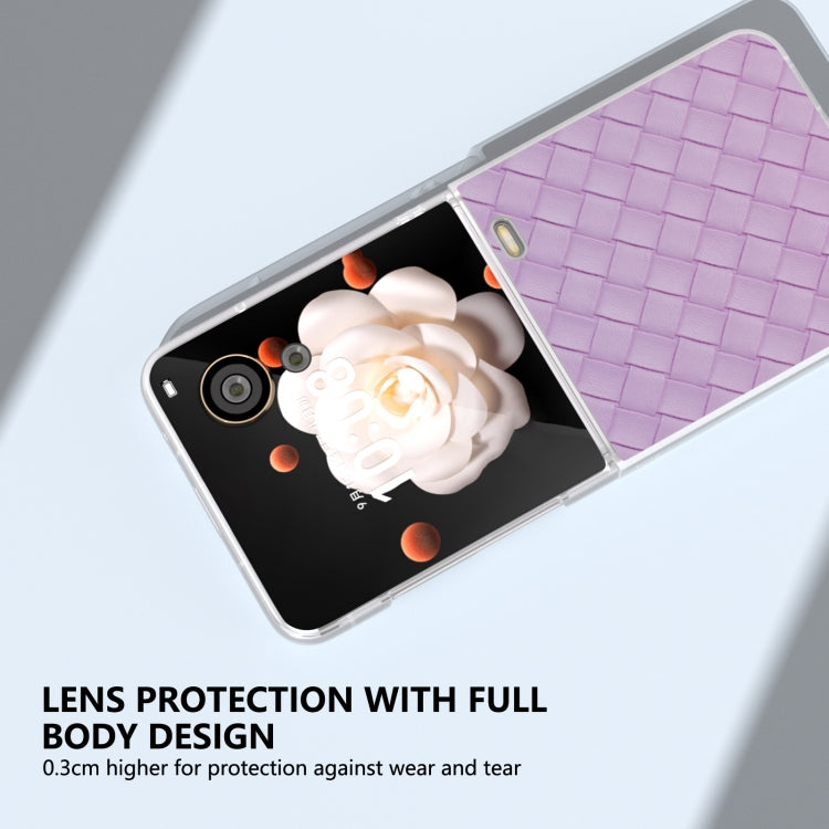 For Honor Magic V Flip Frosted Translucent Frame Woven Texture PU Phone Case