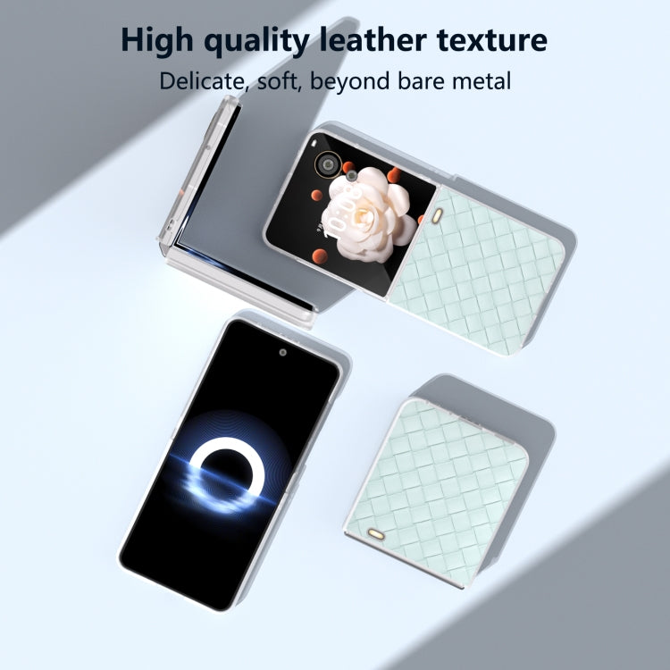 For Honor Magic V Flip Frosted Translucent Frame Woven Texture PU Phone Case