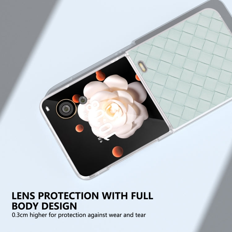 For Honor Magic V Flip Frosted Translucent Frame Woven Texture PU Phone Case