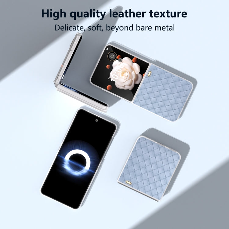 For Honor Magic V Flip Frosted Translucent Frame Woven Texture PU Phone Case
