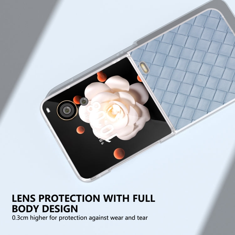For Honor Magic V Flip Frosted Translucent Frame Woven Texture PU Phone Case