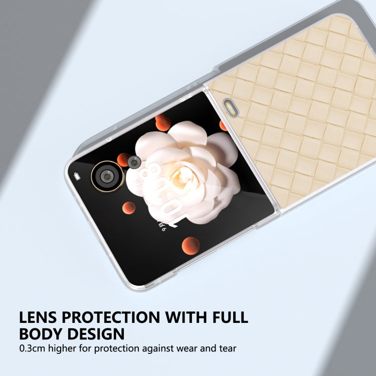 For Honor Magic V Flip Frosted Translucent Frame Woven Texture PU Phone Case