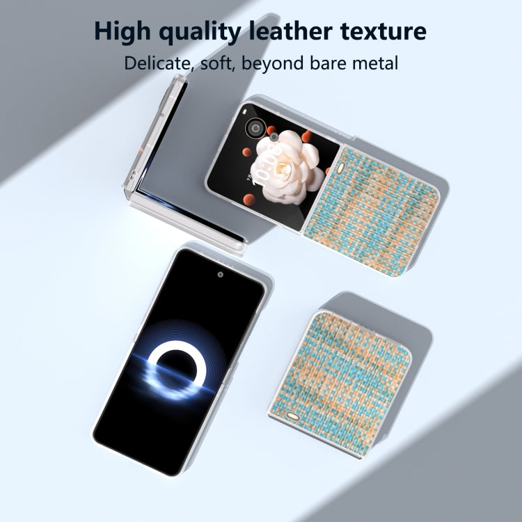 For Honor Magic V Flip Frosted Translucent Frame Color Lattice Texture PU Phone Case