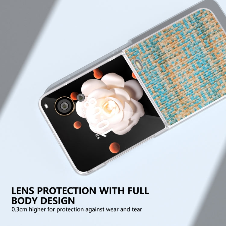 For Honor Magic V Flip Frosted Translucent Frame Color Lattice Texture PU Phone Case