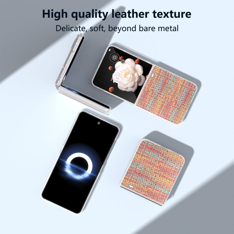 For Honor Magic V Flip Frosted Translucent Frame Color Lattice Texture PU Phone Case