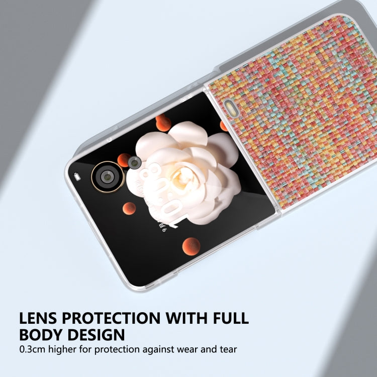 For Honor Magic V Flip Frosted Translucent Frame Color Lattice Texture PU Phone Case